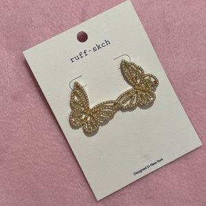 gold butterfly earrings w/ pearls